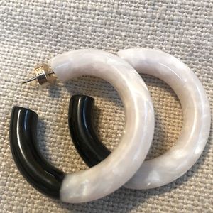 Banana Republic - Two-tone Black & White Resin Hoops - 1.5” diameter